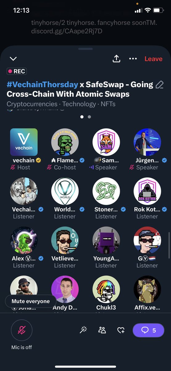 Thank you @vechainofficial for being active AF and hosting this awesome show with epic guests @SamSoniteCrypto & @SafeHavenio

Amazing to hear about #atomicswaps, #safekey, and future goals. $SHA 

(And yes thats a #BB💀 and yes #VeChainHasNFTs 🔥)
#Vechain $VET $VTHO