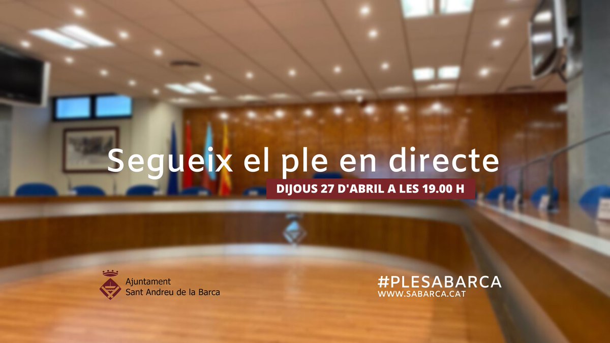 Ajuntamentsab's tweet photo. 📺Segueix el ple municipal en directe en el següent enllaç #plesabarca 

📲https://t.co/mwmNcpzGd2 https://t.co/SBXXzXPKSj