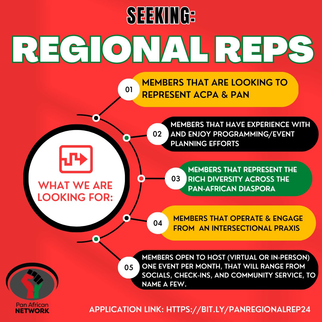 Applications will be accepted on an ongoing basis, however, there is a priority deadline of Wednesday, May 3, 2023 at 11:59 pm CDT. 

Click the link in the bio or go to: bit.ly/panregionalrep… 

#ACPA #PAN #BlackIsKing #ACPA24 #HigherEd