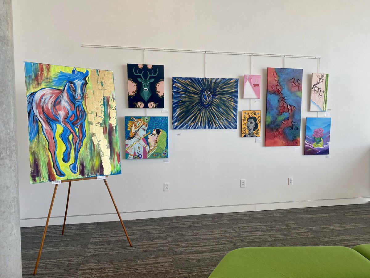 UHVLibrary's tweet photo. Check out the Student Art Exhibition before it closes tomorrow, Apr. 28! Stop by the 3rd floor of the UHV Library when the library is open. #UHVLibrary #exploreyourroar https://t.co/EUkYY23Mlb