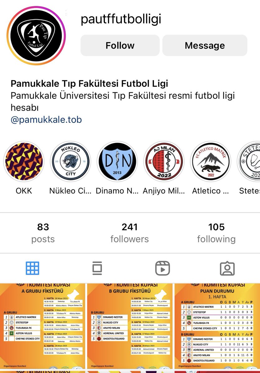 bu ligin instası da var bu arada 🥱
