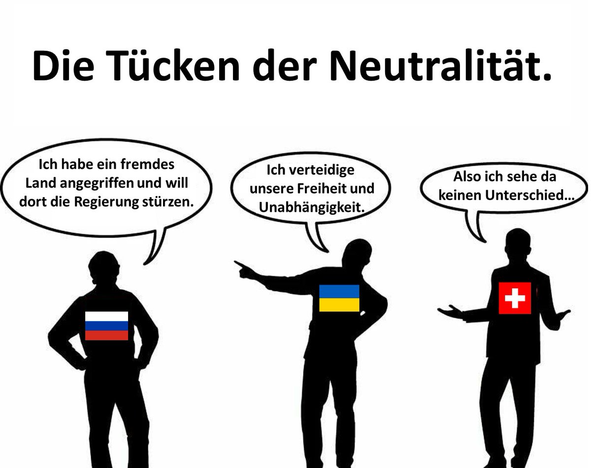 Die Tücken der bedingungslosen #Neutralität, so wie gewisse in der #Schweiz diese heute auslegen: Am Ende hilft sie einfach dem Aggressor.