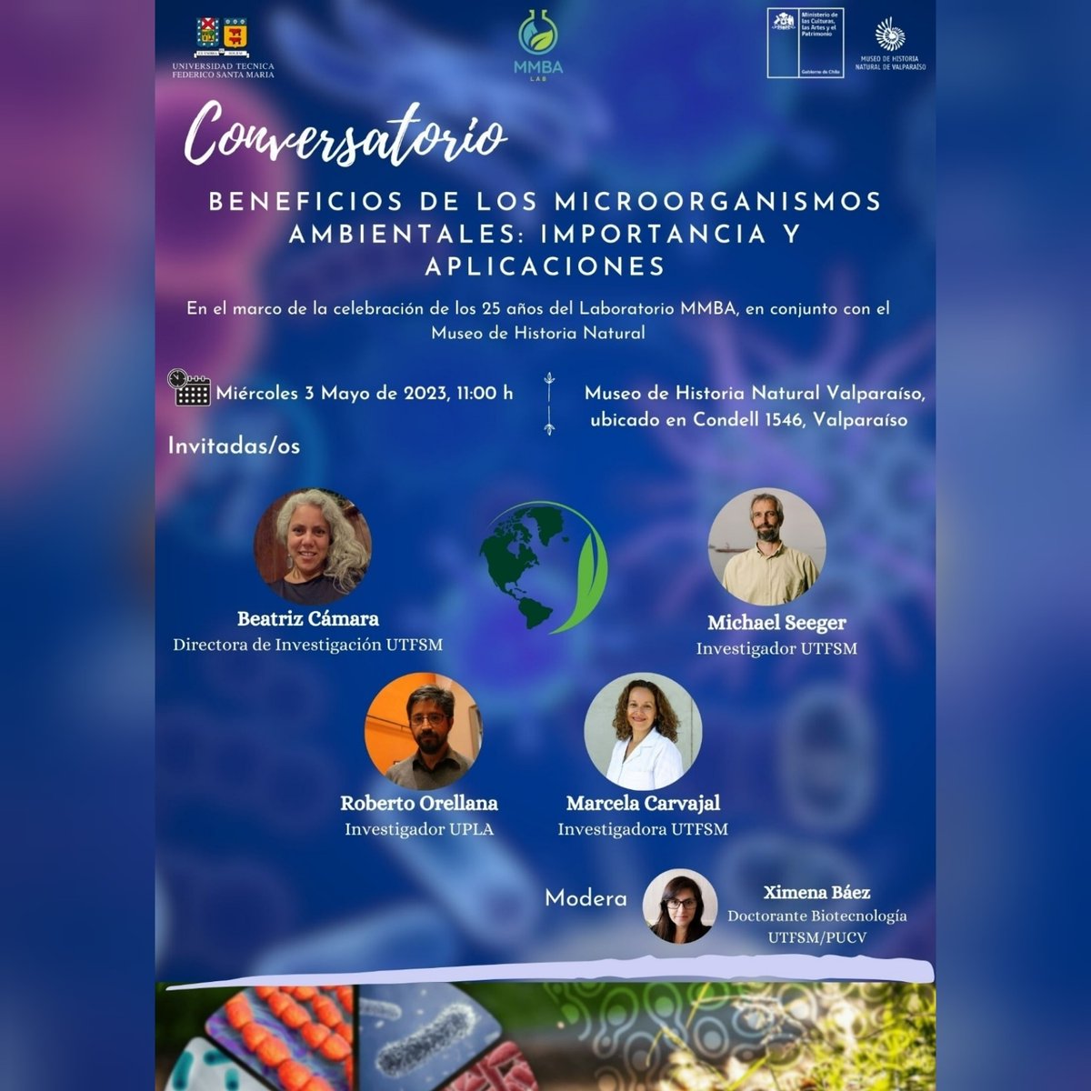 CientificaCs's tweet image. Invitamos cordialmente al público de Valparaíso a  asistir al conversatorio "Beneficios de los microorganismos ambientale: Importancia y aplicaciones", esta actividad se llevará a cabo en el Museo de Historia Natural @mhnvalpo el día 3 de mayo a las 11:00, l@s esperamos!!!