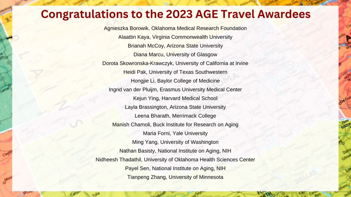 🎉🎉🎉 Congratulations to our 2023 AGE Travel Award winners! Looking forward to seeing all of you at #AGE2023 in #OKC! 🎉🎉🎉