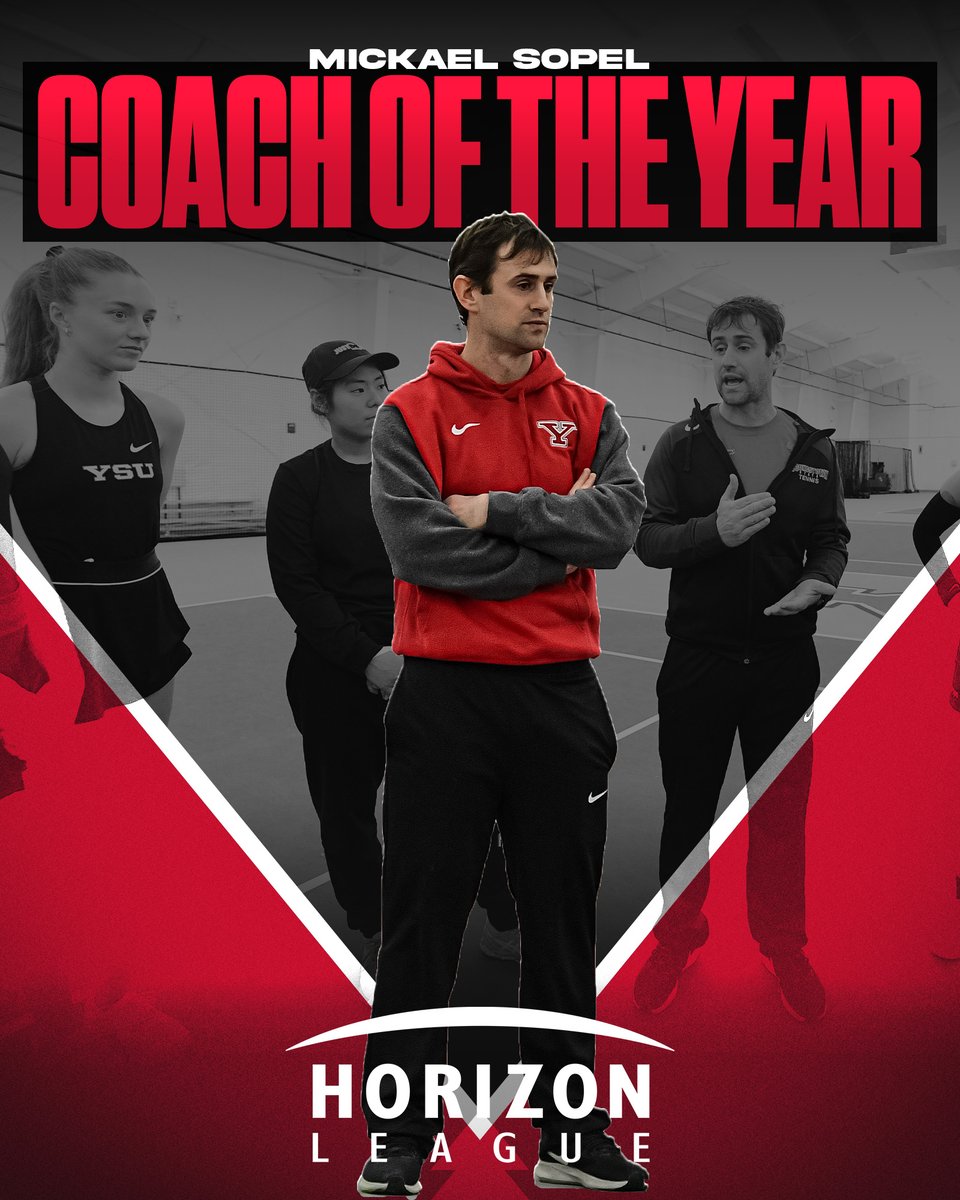 After more than 120 career victories, 59 Horizon League wins and a career league winning percentage of .797 in nine seasons, our Mickael Sopel is the conference's 𝐂𝐨𝐚𝐜𝐡 𝐨𝐟 𝐭𝐡𝐞 𝐘𝐞𝐚𝐫!

Congrats on being honored for the first time in your great YSU career! 

#GoGuins