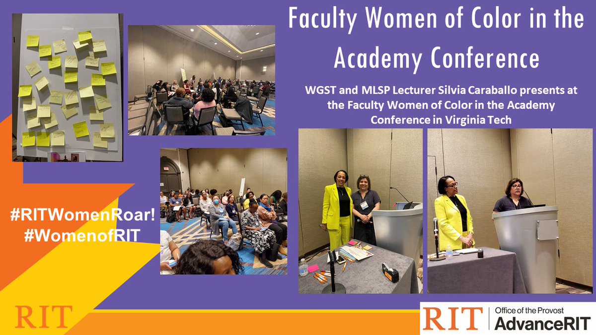 Silvia Caraballo, WGSS and MLSP lecturer, presented at the Faculty Women of Color Conference in Virginia Tech! We highlight all of our faculty achievements and recognitions. We can't wait to see what you continue to do! #WomenofRIT #RITWomenRoar #FWCA2023