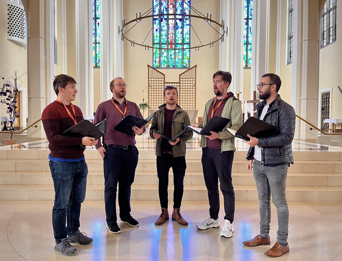 TheGesualdoSix's tweet photo. Here we are rehearsing for our concert in Cork today. We’re performing our Wishing Tree programme at St Mary &amp; St Anne’s Cathedral, which has a glorious 7-second acoustic! https://t.co/5TFSZK7XWj