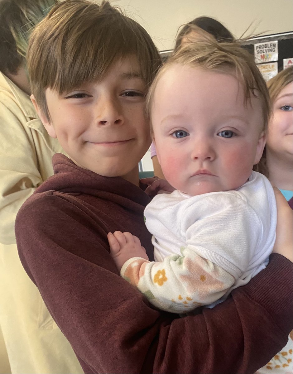 Our grade fours are doing Roots of Empathy. They love when baby Everly comes to visit!