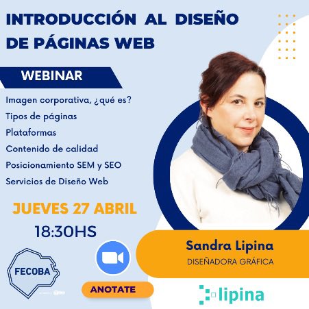 Webinar “Introducción al diseño de páginas web”

Te invitamos a participar de la capacitación, la primera de las catorce capacitaciones previstas dentro del citado programa.

📆Jueves 27 de abril
⏰18.30hs
💻Vía Zoom

Inscribite acá: bit.ly/3Hgsm4w