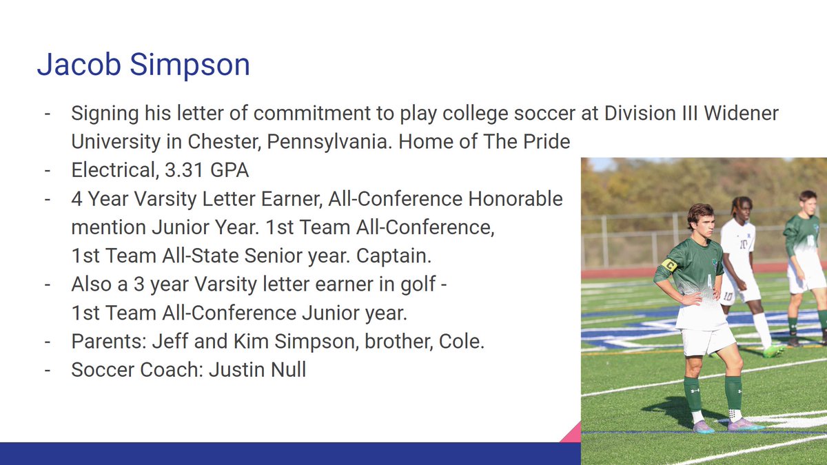 St_GeorgesTHS's tweet image. Congrats to #SGClassOf2023 Jacob Simpson who signed to play soccer @WidenerSports. We are proud of you! @JoshRickner @drjconnor299 @STGAthletics #NCCVTWorks #StudentAthletes #CareerAndCollegeReady