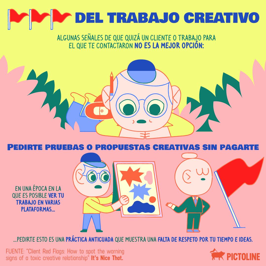 pictoline's tweet photo. Pedirte pruebas sin pagarte y mandarte mil mensajes con cambios a cualquier hora  💬😖💬

Algunas de las 🚩🚩🚩 del trabajo creativo que te ayudarán a alejarte de esos proyectos que no te convienen:

#DíaDelDiseñador https://t.co/nxtPrUKbvY