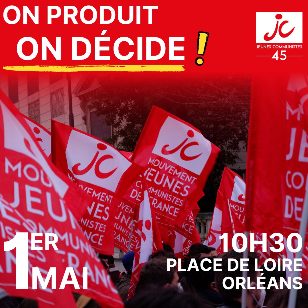 ✊ ON PRODUIT, ON DÉCIDE

👉 Pour cette fête des travailleurs et travailleuses, nous devons construire un énorme mouvement populaire !

👉 Les jeunes communistes vendront leur muguet comme chaque année dans tout le cortège !

📅 Rendez-vous à 10h30 à la place de Loire !

<a href="/_MJCF/">Jeunes Communistes</a>