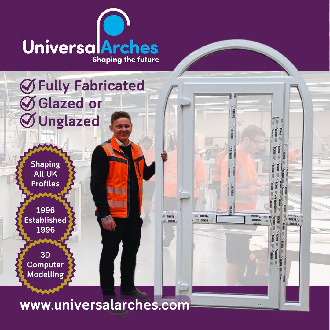 FULLY FABRICATED Bespoke Windows and Doors, 
With over 27 year's experience &amp; expertise, #UniversalArches are Second to None!
We manufacture the complete product, ready to install, either glazed or unglazed.
#MakingDifficultSimple!
🌐 UniversalArches.com
#ProfileBending