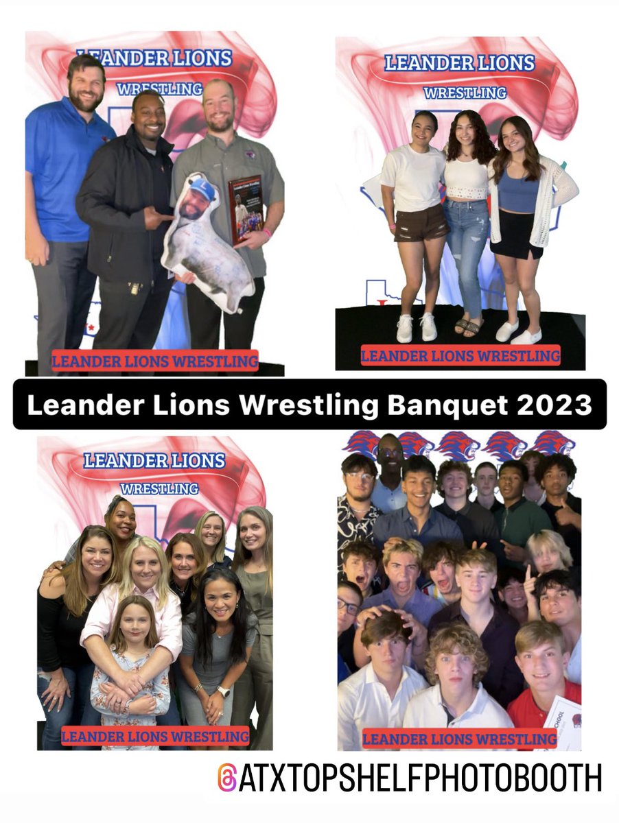 ❤️🦁💙So PROUD of our @LLionWrestling team, coaches, and parents for a great, history-making season! Let’s do it again next year! 👏🏼 Thank you to ATXTopShelfPhotoBooth for the memories📸 
#leanderwrestling #leanderlions #leanderhighschool #leanderisd #wrestling #leandertx #team