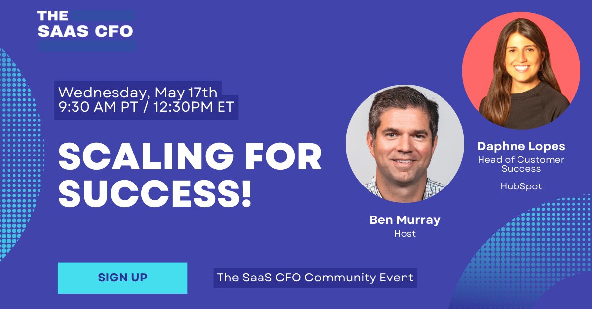 TheSaaSCFO's tweet photo. Special guest, @daphnelopes_  joins me on May 17th. 

We will tackle the investments that CFO's should be making this year, the ROI on those investments, and success metrics.

Register at the URL in the comments.  #saas #CFO #customersuccess https://t.co/jQ5rka4Ii7