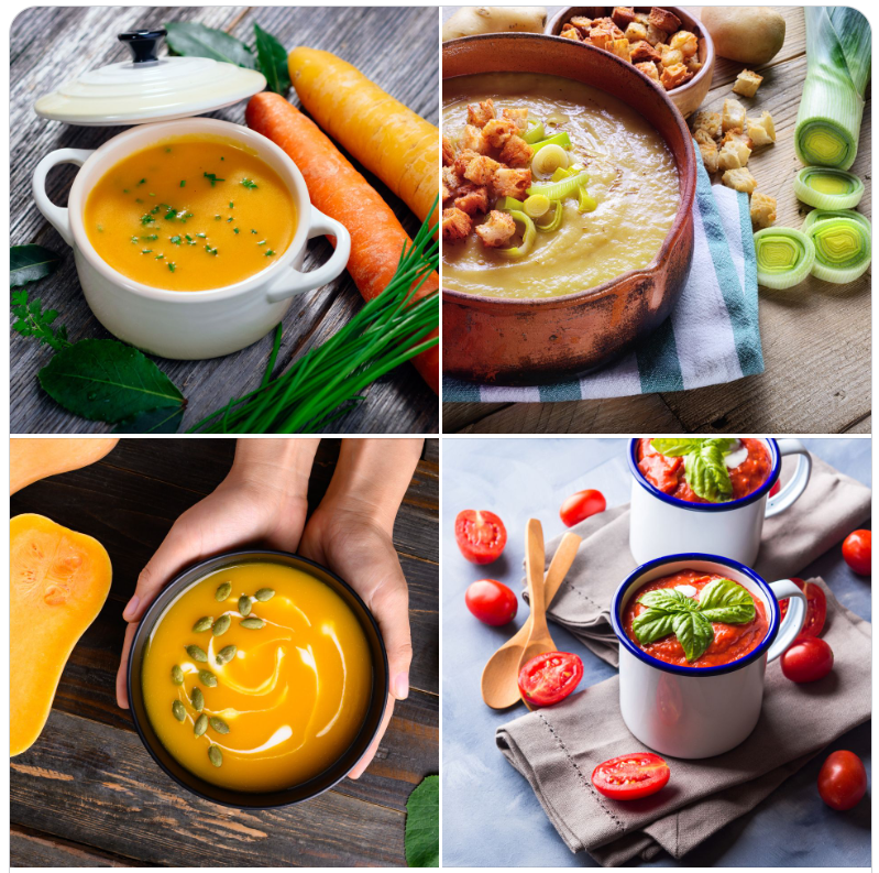 We have 4 freeze-dried, homemade soups launching May 1st. Which one would you try first?

* Tomato-Basil Soup with roasted red peppers
* Potato-Leek Soup with white wine
* Roasted Squash &amp; Lentil Soup with maple syrup &amp; cinnamon
* Carrot-Ginger

#freezedriedsoups #madeinquinte