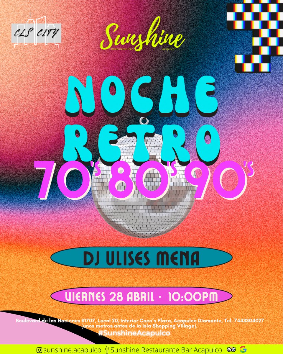 MQuezada87's tweet photo. Es hora de sacar los pasos 💃🏻🪩🕺🏻en #SunshineAcapulco☀️🌊🎶 Viernes de Noche Retro #restaurante #bar #acapulco #acapulcodiamante https://t.co/dgf4NtQcDH