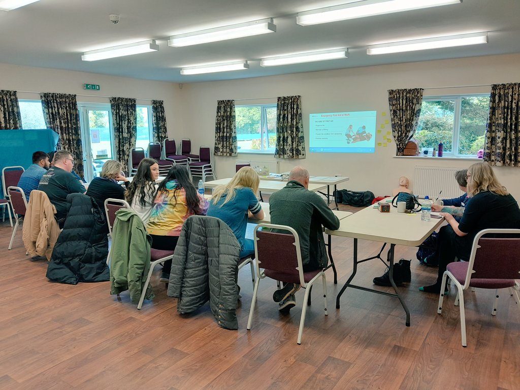 OutlineFirstAid's tweet photo. Brilliant training atmosphere today with Guyatt House Care ❤️ 

The team got stuck in to all activities, games &amp; practicals having great understanding of why &amp; how we carry out #firstaidtreatments 

#firstaid #teamwork https://t.co/aDUvmlkyTU