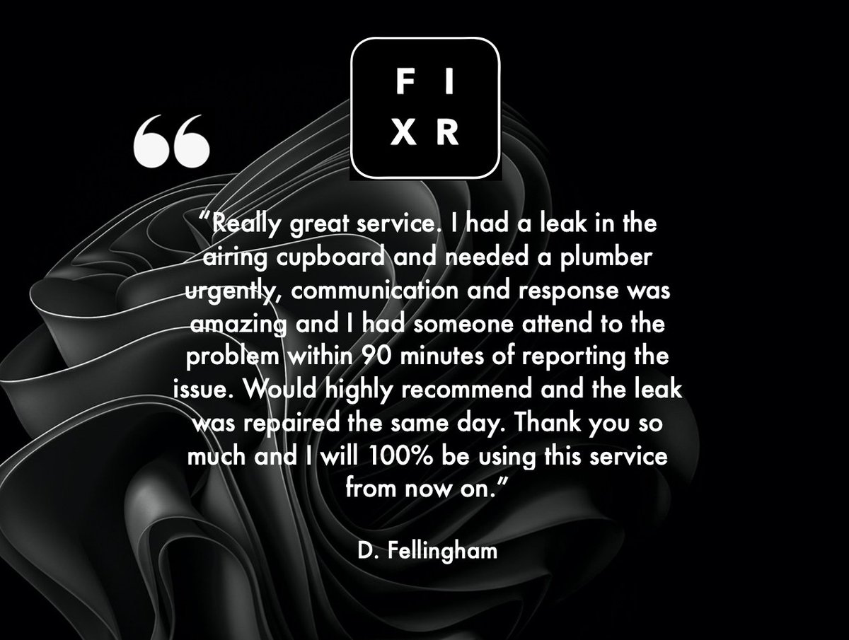 Always amazing to get such great feedback a 5 Star review. 
Book a tradesman using our revolutionary app. No need to call around or trawl social media. Get a qualified, vetted and insured tradesman in seconds.
fixrs.app
#supportlocalbusinesses #waterleak