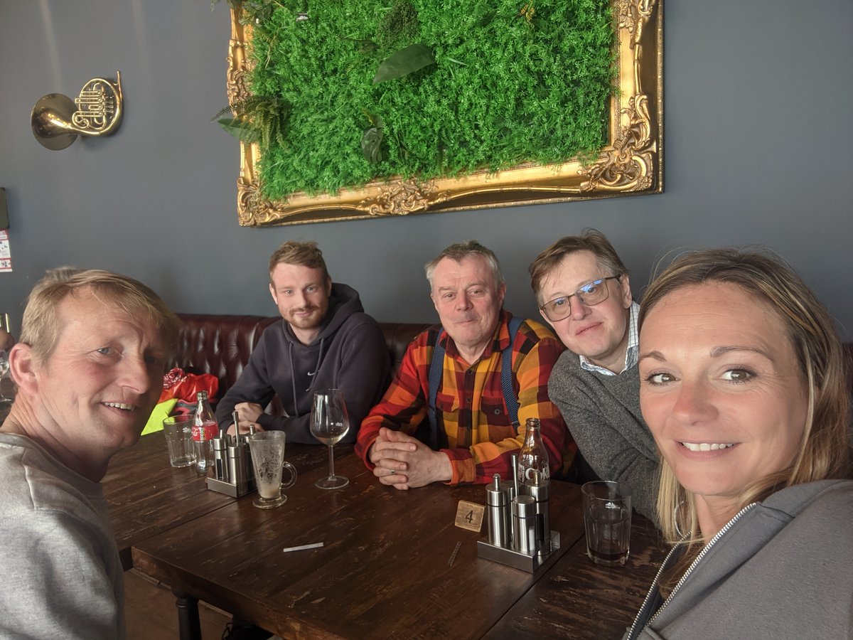Tech planning is hungry work. Here's half the OB team at lunch after a morning chewing over  future projects #opnebrolly #moviesite #eventsmakr