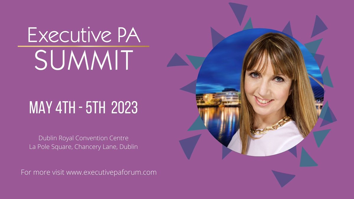 I am delighted to be speaking at the upcoming Executive PA Summit, taking place on May 4th &amp; 5th  at the Ireland's only annual conference for EAS, PAs and business support professionals. 
I'll be speaking about #hacking for more purpose at work