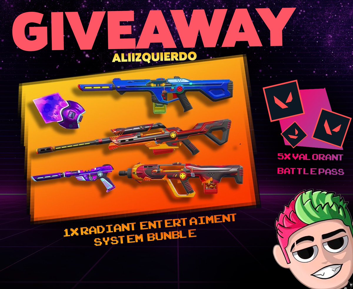🥵 SORTEO 'ARCADE' PACK SKINS 🎁
Radiant Entertainment System 🎮 Y PASE DE BATALLA!! 🛡️

Requisitos:
- Retweet + Like
- Menciona a 3 amigos
- Follow <a href="/AliIzquierdo_/">Alí</a> ( IG ,TT, TWITCH )

Para todo el 🌍 
termina 11/05/23, premio en directo d twitch SUERTE 🍀 

Precio: 11.900
