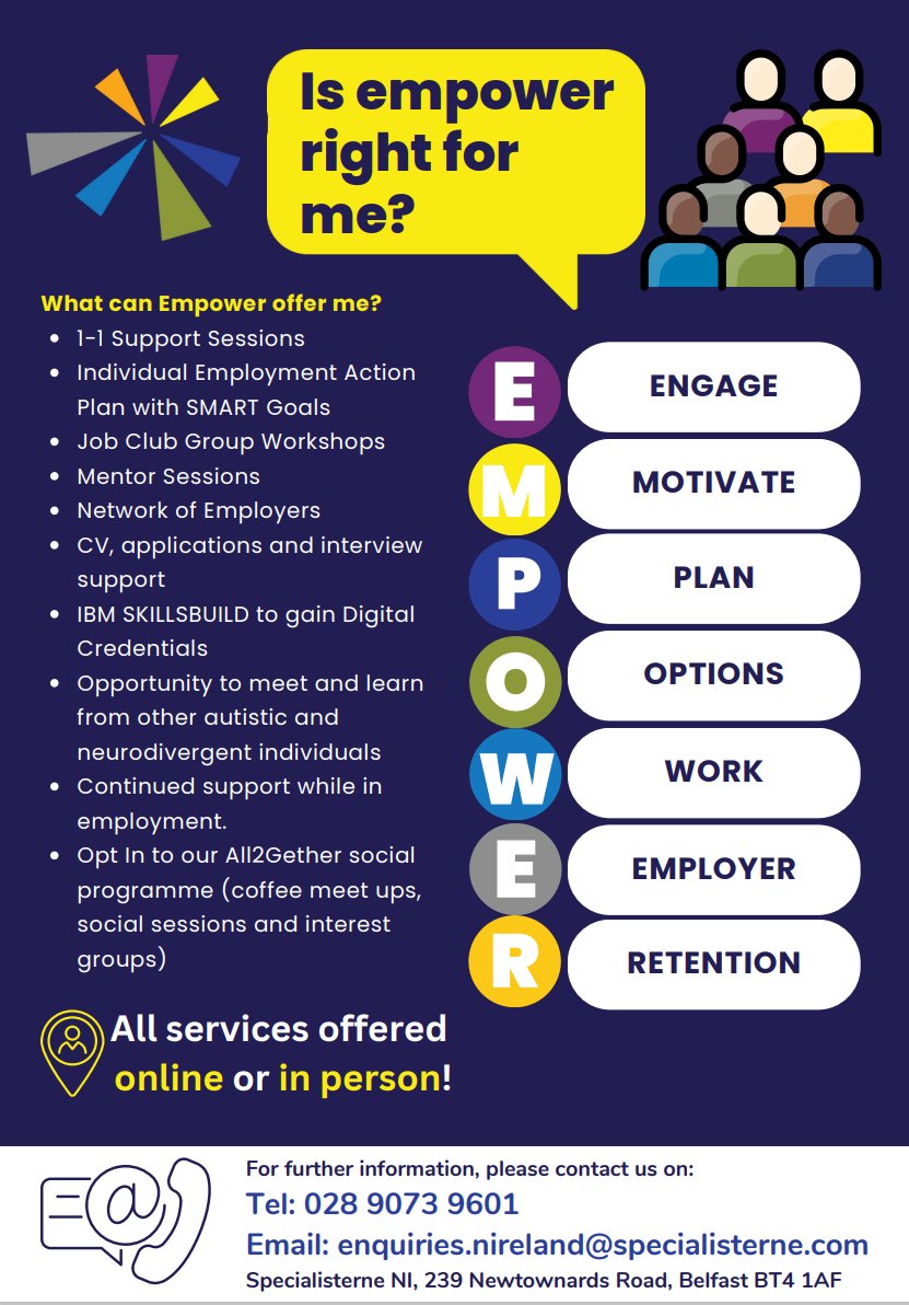 SpecialistsNI's tweet photo. We are really excited to invite expressions of interest for the empower programme! Funded by the UK government, empower will support 2000 people across N Ireland to secure careers. #empower
See details below: https://t.co/dRgvzlaOrN