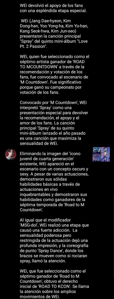 DongHan_Arg's tweet photo. |NOTICIA| 230427 #Donghan @ 'M Countdown' WEi, con un concepto oscuro y sexy funcionó... 'Road to M Countdown' 7ma victoria.

cr: owner
Subido y traducido por Sweet Smile - Kim Donghan Argentina 
#위아이 #ウィーアイ 
#루아이 #RUi #ルアイ https://t.co/nvaKp3l28i