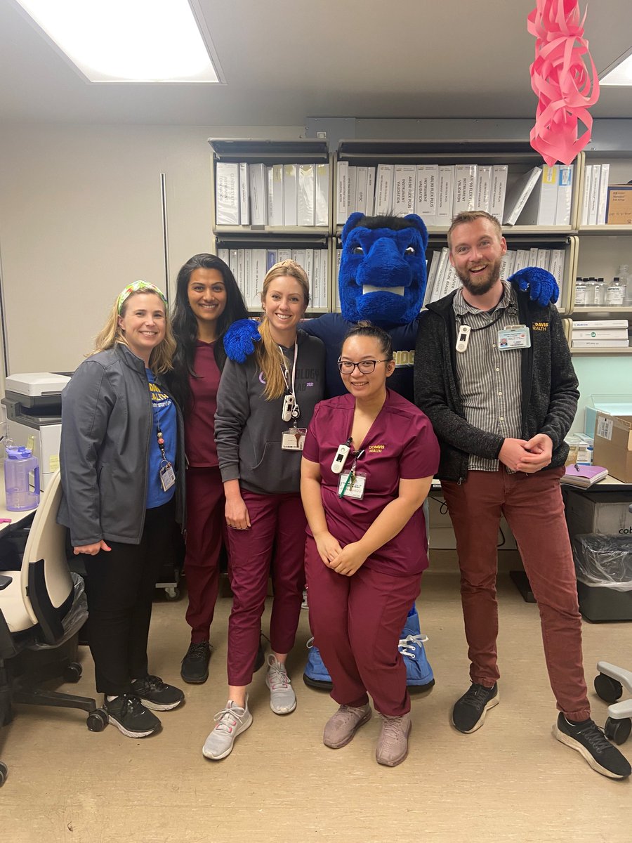 UCDavisHealth's tweet photo. .@ucdavis mascot #Gunrock paid a visit to celebrate our amazing lab workers this #LabWeek! https://t.co/f8Z4z3MDRh