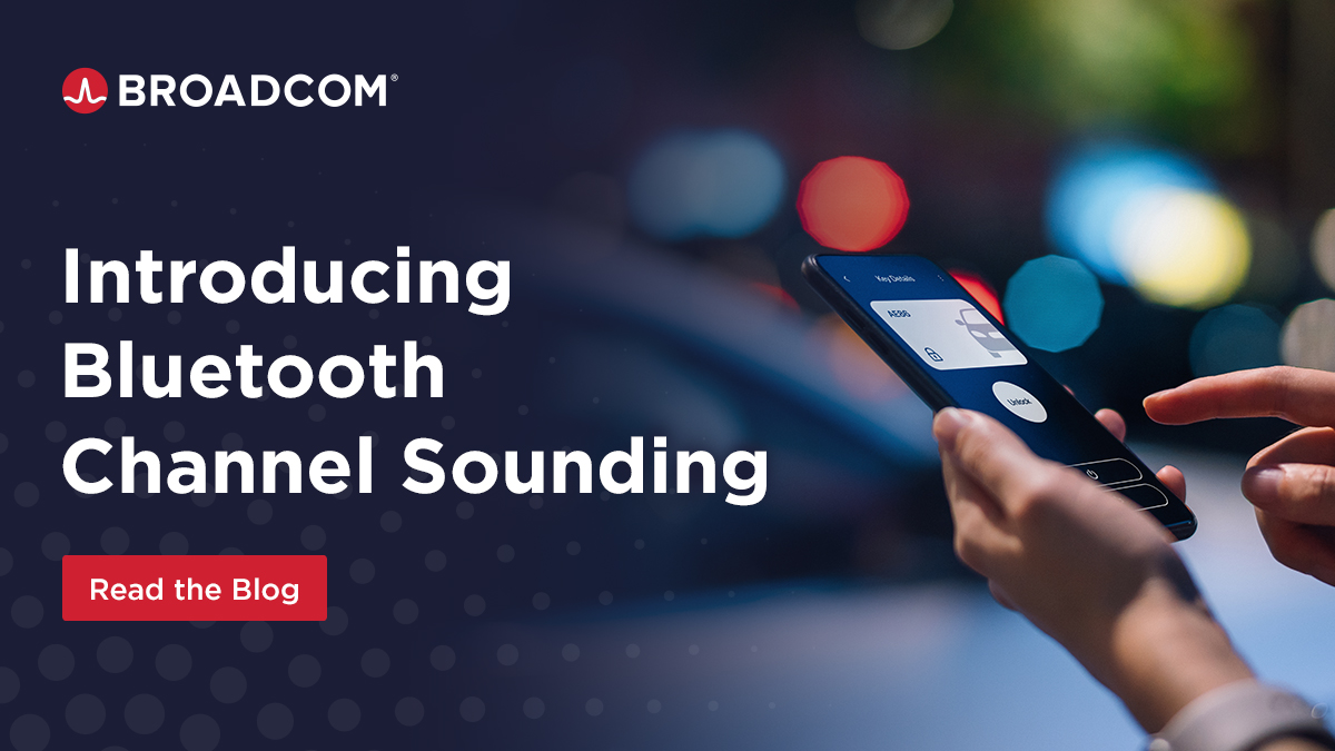 Broadcom's tweet photo. What is Bluetooth Channel Sounding? This High Accuracy Distance Measurement (HADM) #technology will lead the way in mobile Phone-as-a-Key (PaaK) and a host of other #locationbasedservices applications. Learn more: https://t.co/fH2vNqzpO1 @CarConnectivity #bluetooth #hadm #paak https://t.co/cXmIvGSviT