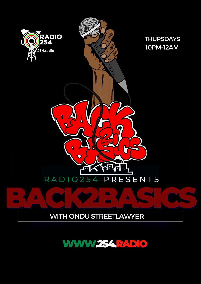 Radio254Online's tweet photo. Its official! Thursday Nights on https://t.co/nHzbMNaSgK will be dedicated to Kenya Hip Hop Music & Culture from 10pm to 12am as @ondustrtlawyer schools the world on everything Kenyan Hip Hop with #Back2Basics starting May 4, 2023. The only strict Kenyan Hip Hop show on KE radio. https://t.co/JjWhURXbPu