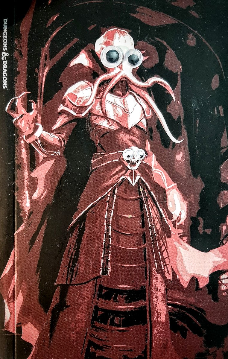 DysonLogos's tweet photo. His face says "Hi there, I'm googly and harmless"
His belt says "Oh crap! He just ate that adventurer's BRAIN!"
#GooglyRPG https://t.co/lBjHY1xdJi