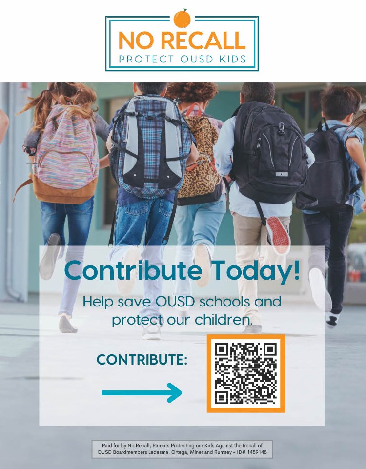 We need your support to fight back against the powerful special interests behind the recall effort. Their goal is to strip away parental rights and oust student-first board members.  DO NOT SIGN THE OUSD RECALL PETITION.
