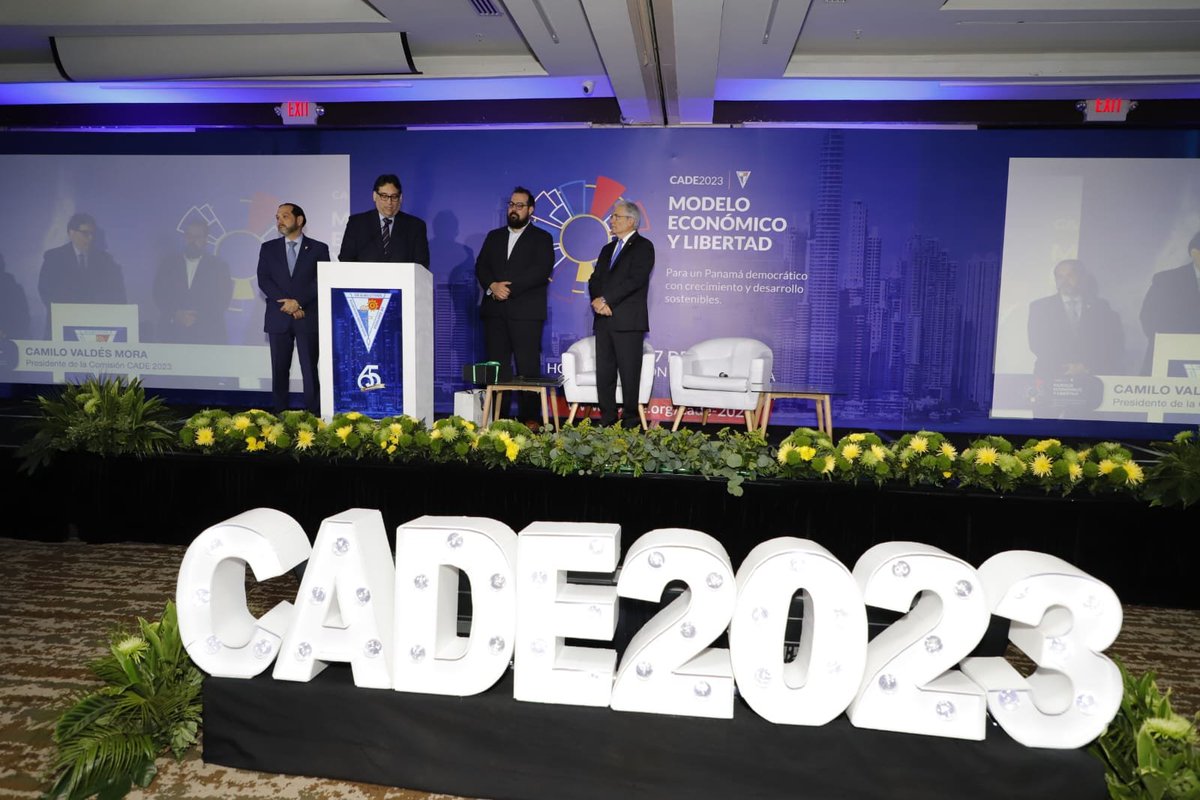 Con las palabras del presidente del comité organizador de la #CADE2023 Camilo Valdés <a href="/cavaldesmora/">Camilo A. Valdés Mora</a> concluimos nuestra Conferencia Anual de Ejecutivos
"Modelo Económico y Libertad: Para un Panamá democrático con crecimiento y desarrollo sostenibles".

#CADE2023