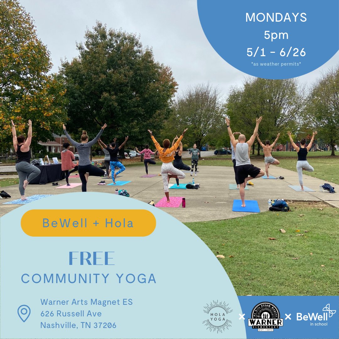 Community Yoga is BACK at Warner ES on Mondays at 5pm - May through June as weather permits! - mailchi.mp/ef2772f7d05d/s…