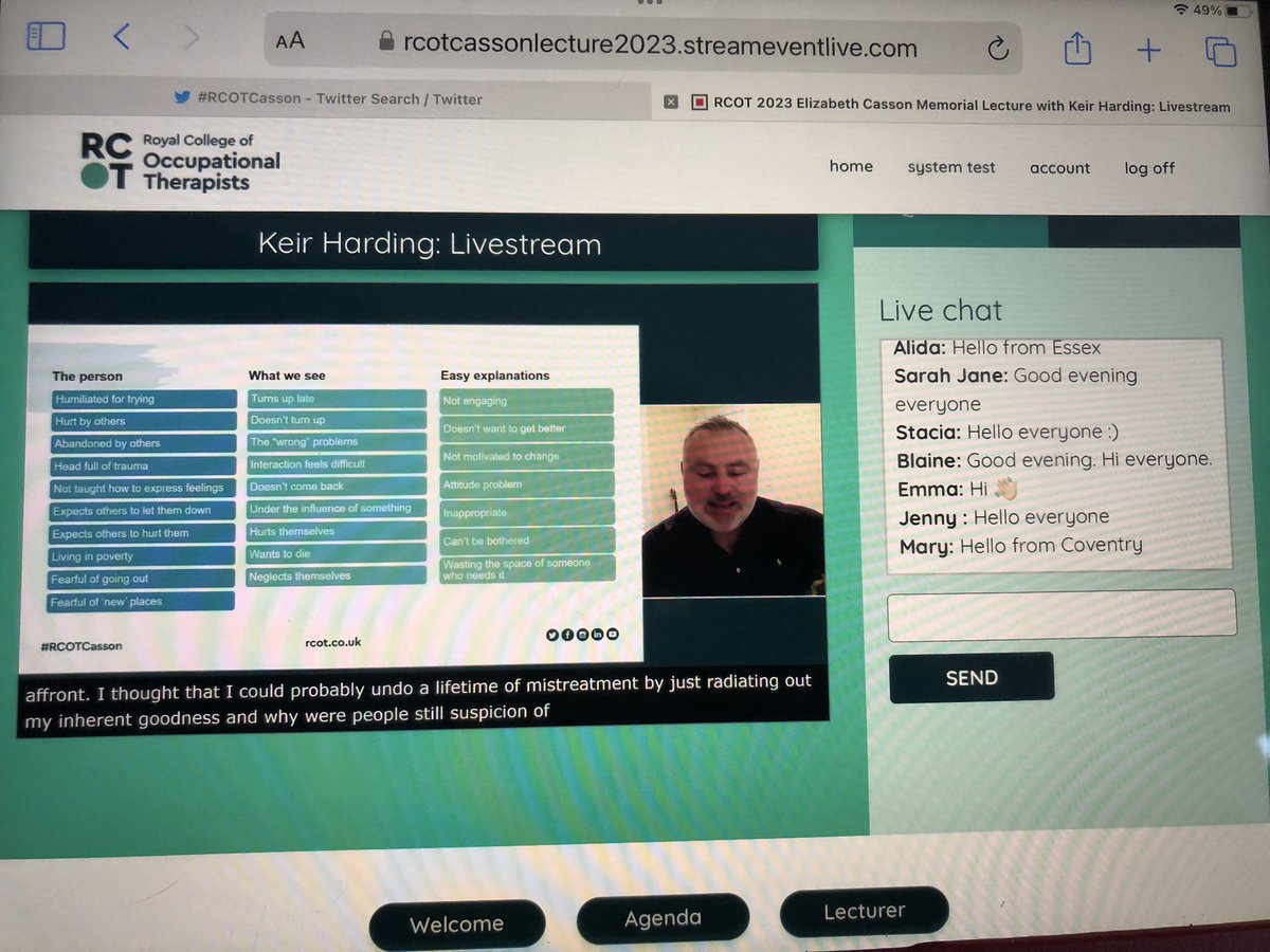 #RCOTCasson start with the therapeutic relationship.