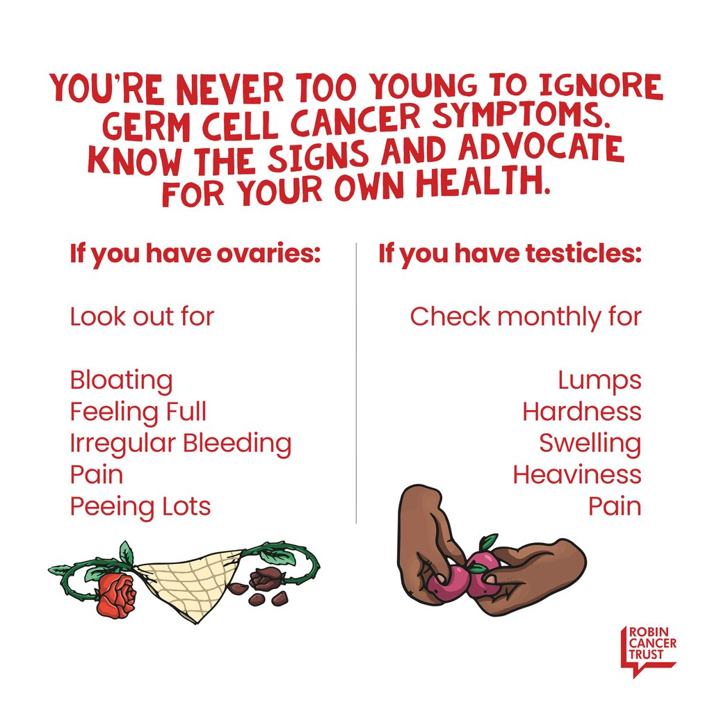 As part of Teenage and Young Adult Cancer Awareness Month, we remind everyone that you are never 'too young' to get testicular or ovarian cancer - so it is vital to be aware of the symptoms. ❤

#ovariancancer #testicularcancer #teenageandyoungadultcancerawarenessmonth