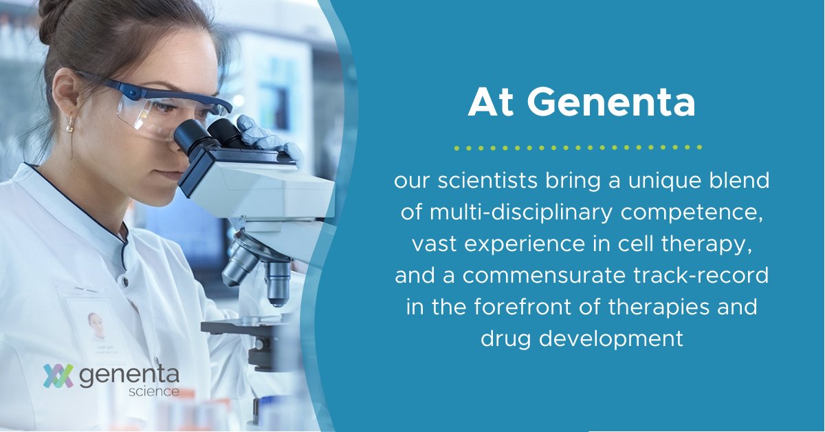 GenentaScience's tweet image. At Genenta, our scientists bring a unique blend of multi-disciplinary competence, vast experience in #CellTherapy, and a commensurate track-record in the forefront of therapies and #DrugDevelopment. Learn more: bit.ly/40xHqBL