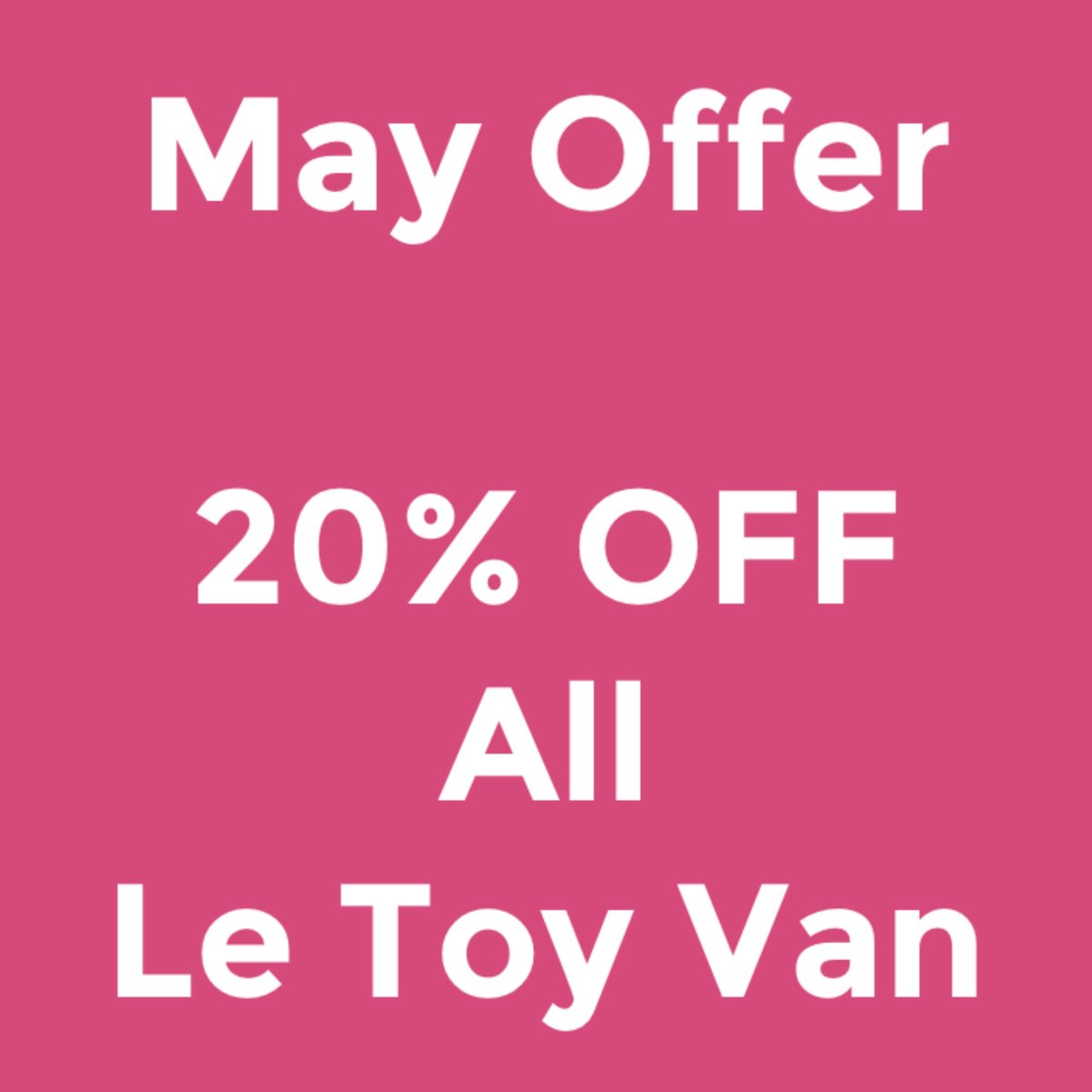 That’s right, we are giving 20% OFF all Le Toy Van toys throughout May. 

The offer is live on our website now. No need for codes - all the work has been done. 

HURRY though, the stock won’t last. 

Come visit us @ woodbeenice.co.uk and see our Spring Sal...