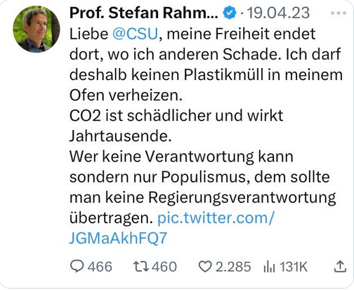 fridays_freedom's tweet image. #Rahmstorf lügt oder er hat keine Ahnung.
Das heute vom Mensch emittierte #CO2 ist in 70 Jahren aus der Atmosphäre entfernt! 
53% des emittierten CO2 wird binnen eines Jahres von Pflanzen, Meer und Gestein gebunden. #NetZero #Klima