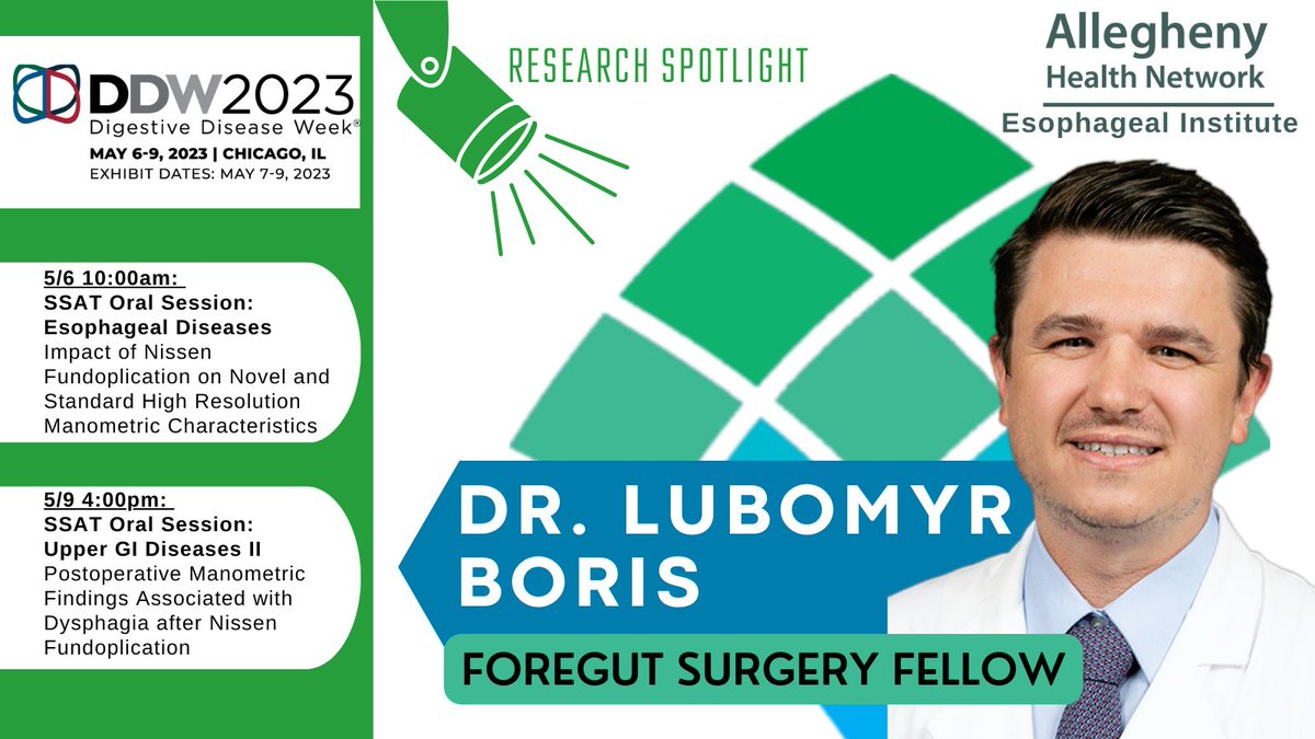 AHN Esophageal Institute (@ahnesophagus) on Twitter photo 📢 SPOTLIGHT on Dr. Lubomyr Boris <a href="/lubomyrboris/">Lubomyr Boris</a> presentations from <a href="/AHNtoday/">AHN</a> at <a href="/SSATNews/">SSAT</a> annual meeting.
Join us in Chicago as he presents <a href="/AHNesophagus/">AHN Esophageal Institute</a> studies on high resolution manometry and Nissen fundoplication #motility #esophagus 📢 SPOTLIGHT on Dr. Lubomyr Boris <a href="/lubomyrboris/">Lubomyr Boris</a> presentations from <a href="/AHNtoday/">AHN</a> at <a href="/SSATNews/">SSAT</a> annual meeting.
Join us in Chicago as he presents <a href="/AHNesophagus/">AHN Esophageal Institute</a> studies on high resolution manometry and Nissen fundoplication #motility #esophagus