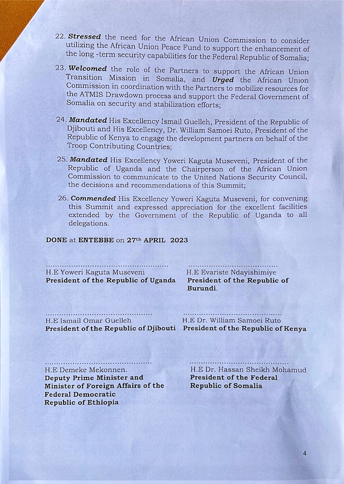 StateHouseUg's tweet photo. The plan details the handover of security responsibilities to the Federal Republic of Somalia by December 2024, among other issues. https://t.co/sRXxTtBRjR