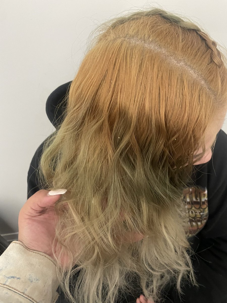 ctpalombo's tweet photo. @bradmondonyc we need your professional help. Our next steps are bleach the moss green ( the darkest) hit the roots and then bleach bath the ends . Any advice ? https://t.co/YLSCQJKl30