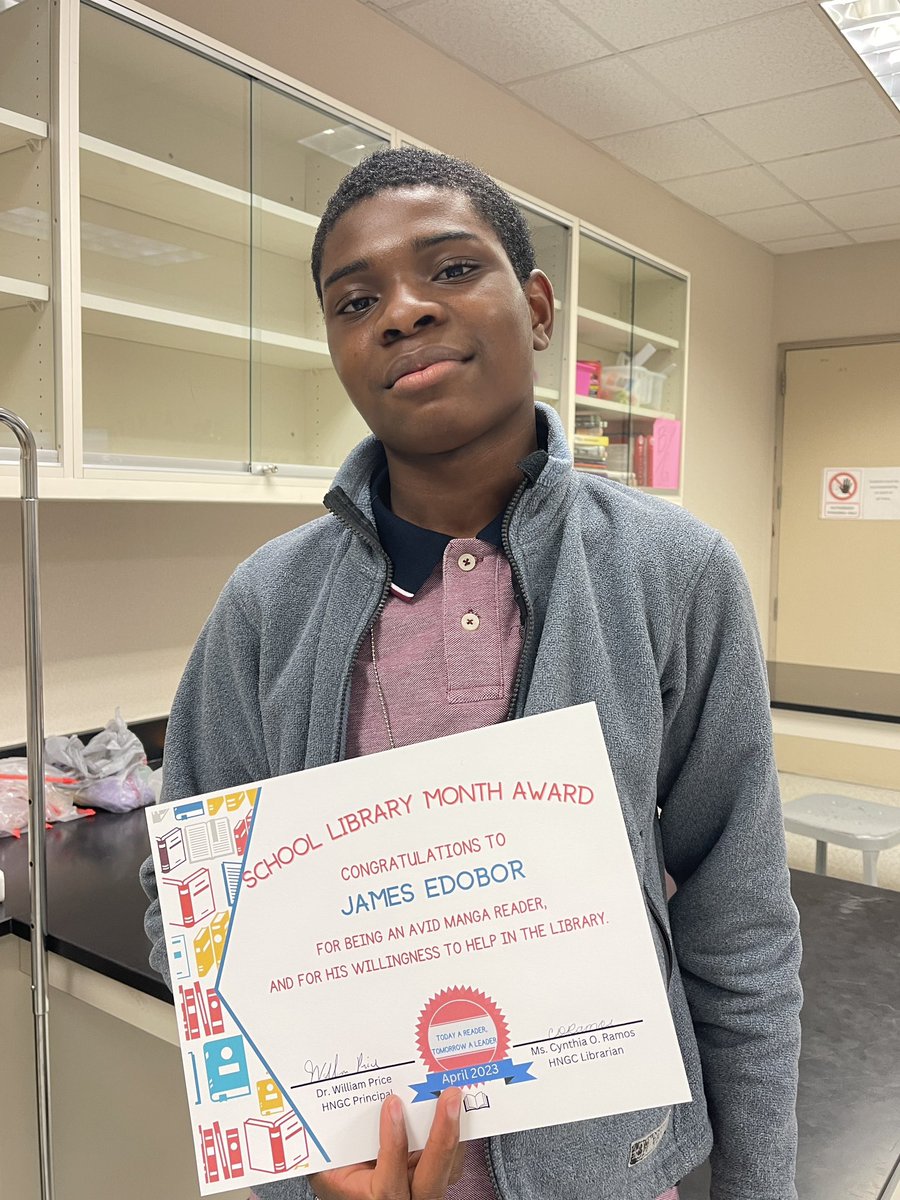 HNGCLibrary's tweet photo. In celebration of #SchoolLibraryMonth & #NationalLibraryWeek , we recognize these students for their reading achievement & consistent participation in Lib events @HNGCBears @Alief_Libraries @librarianRamos #HNGCReads #BearsRead #ReadToLearn #ReadForFun #ReadForLife @pricewilliam https://t.co/YhbqACVLsj