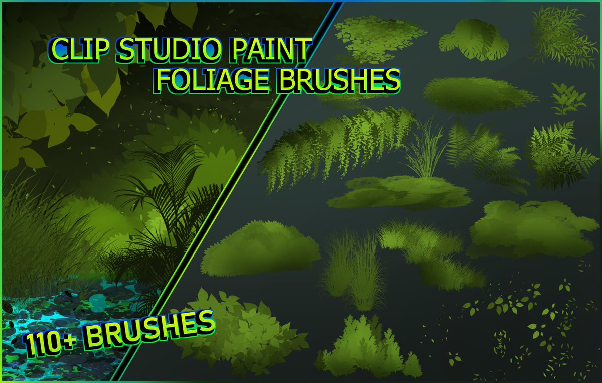 RaykayraArt's tweet photo. 🍃- 110+ Foliage Brushes for Clip Studio Paint - 🍃 https://t.co/m8oA1un6a0