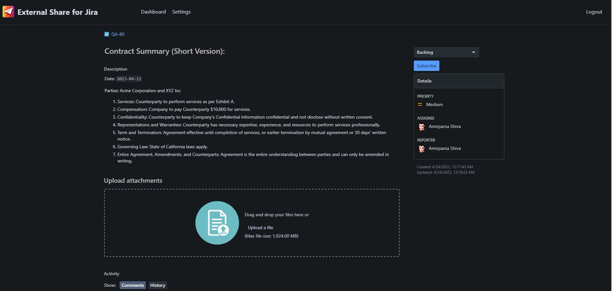 External_Share's tweet photo. 🚀 #xExternalShare led the way with #DarkMode for external Jira users before its official release! To stay in sync with Jira, we've updated our look 🌙✨ Experience the sleek new #JiraDarkMode look with us! #Pioneers #UserExperience #Atlassian #Jira #Confluence https://t.co/LdJucgQ3rh
