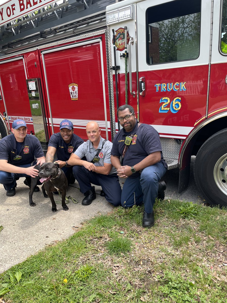 BCFDL734's tweet photo. After extinguishing a cooking related fire in 4700 blk Walther Av, members of #BCFDT26 Mannasota Av went above &amp; beyond by tracking down and returning a dog that escaped during the emergency. The friendly pooch was given a fire truck ride back home and was reunited with his owner https://t.co/1B91bIVAEZ