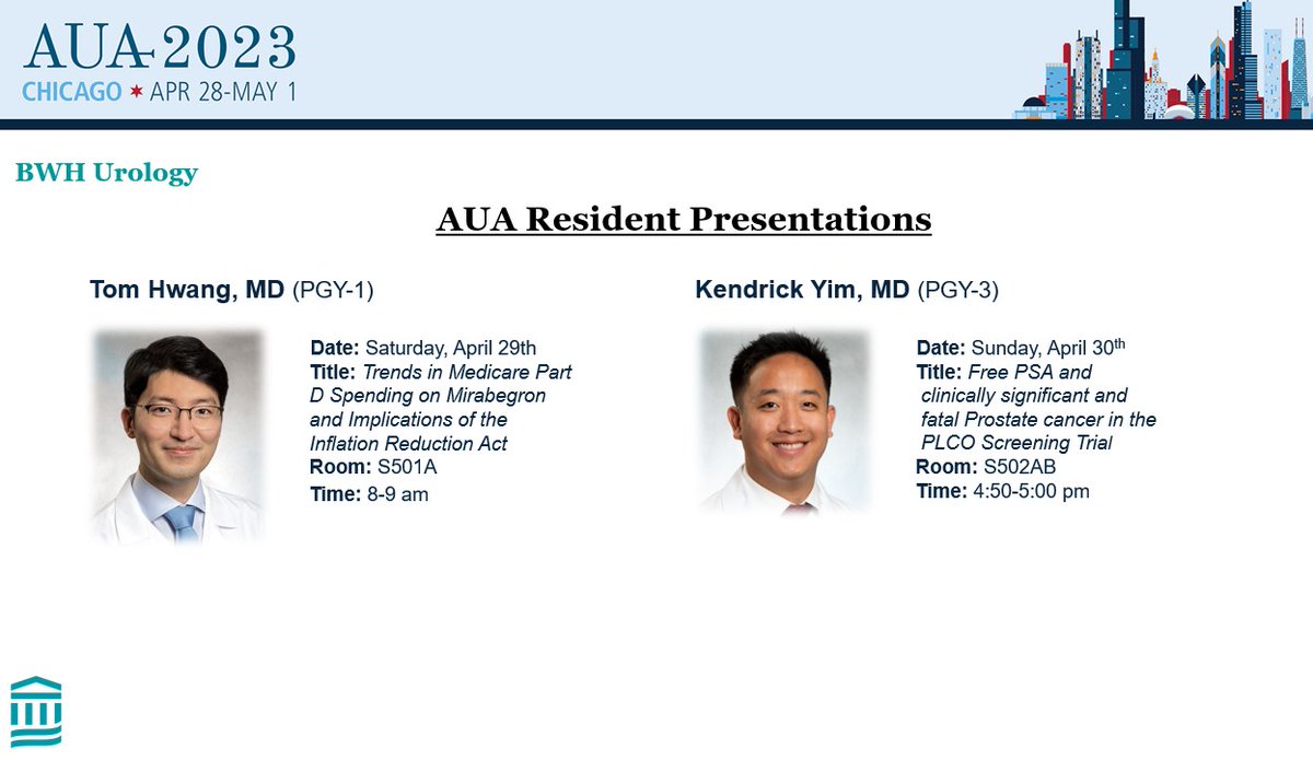 Good luck to our residents this weekend presenting at the #AUA23. Check out their presentations and talks⬇️