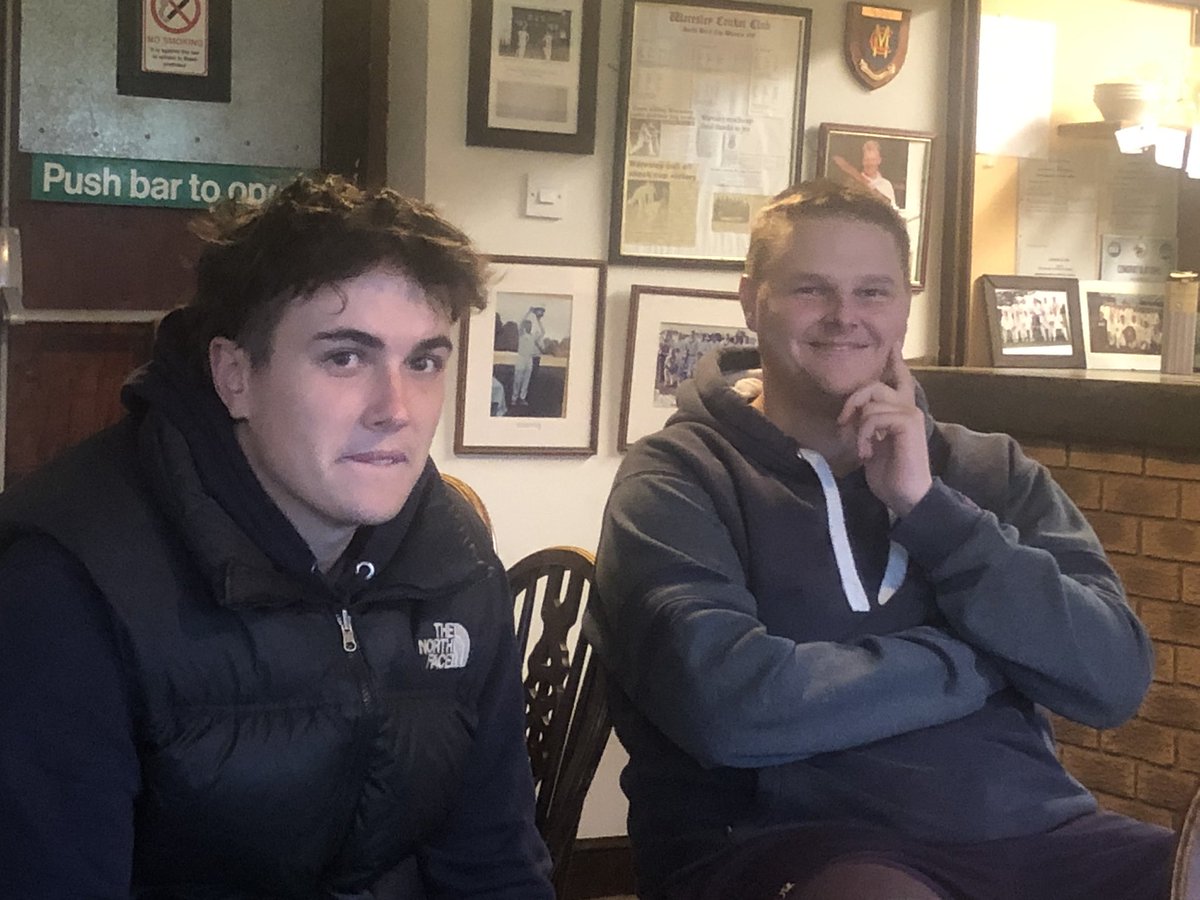 Welcome to Tom &amp; Angus - settling in well already! — with Angus Flint and Tom Cashman at Waresley Cricket Club.#waresley