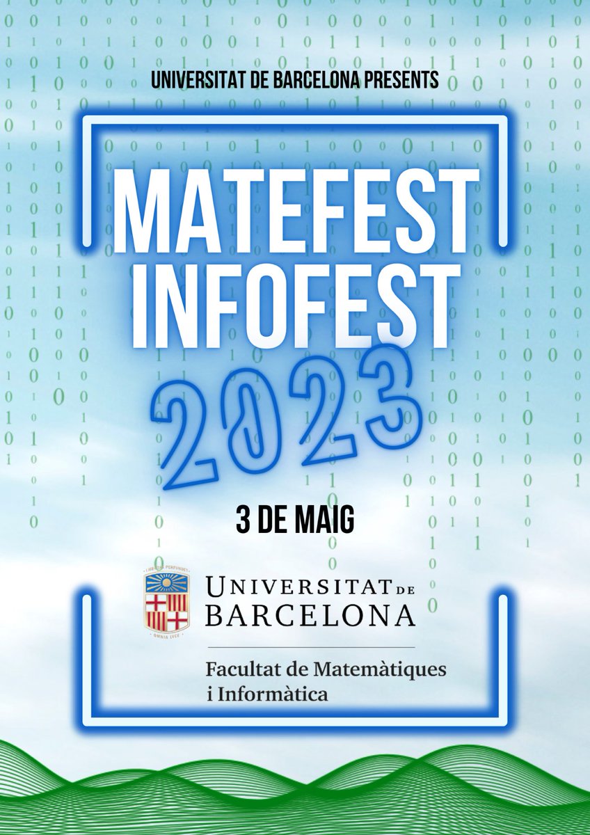 edusadeci's tweet photo. ¡¡¡Morretes!!! El próximo miércoles 3/05 de 9 a 14 estaré en el evento de divulgación de las Matemáticas e Informática #MatefestInfofest a @MatesInfoUB . Habrá stands y charlas por parte de la comunidad universitaria UB, @MMACA_cat , etc. Más información
https://t.co/Om4PaJT0ow https://t.co/W9IIjM3dh2